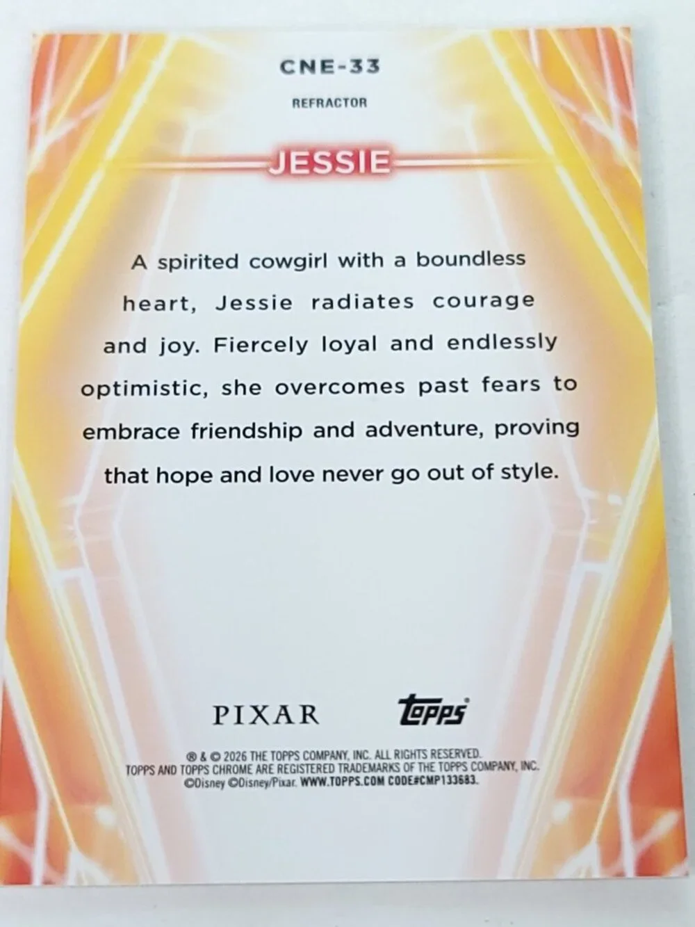 Jessie Topps 2026 Disney Neon Holo Chrome Refractor Limited 142/199 CNE